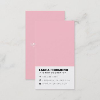 Simple Pink Block Interior Decorator Professional Business Card by busied at Zazzle