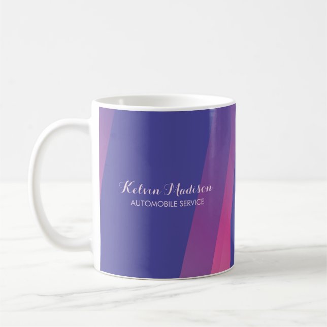 Simple pink blue diagonal lines coffee mug (Left)