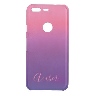 Simple Pink Blue Gradient Textured Personalized Uncommon Google Pixel Case