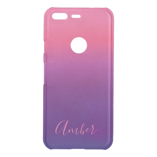 Simple Pink Blue Gradient Textured Personalized Uncommon Google Pixel Case (Back)