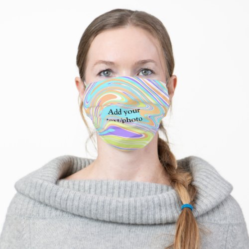 Simple pink blue orange yellow abstract add name t adult cloth face mask