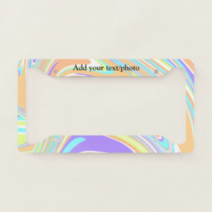 Simple pink blue orange yellow abstract add name t license plate frame