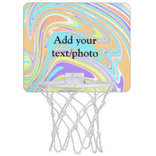 Simple pink blue orange yellow abstract add name t mini basketball hoop