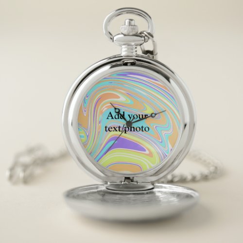 Simple pink blue orange yellow abstract add name t pocket watch