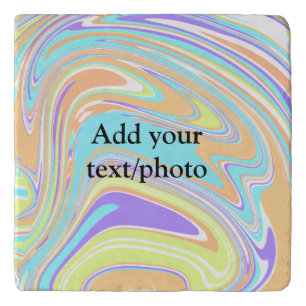 Simple pink blue orange yellow abstract add name t trivet