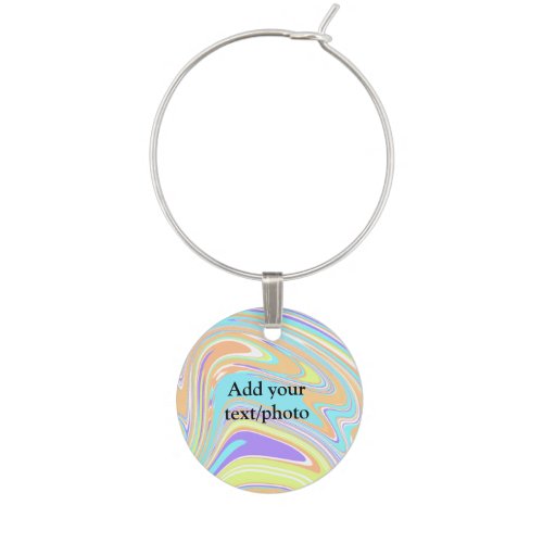 Simple pink blue orange yellow abstract add name t wine charm