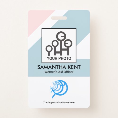 Simple Pink Blue Rectangles Medical Photo Template Badge