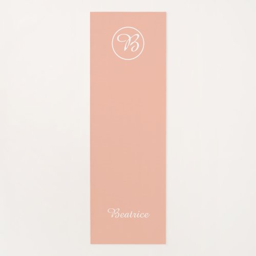 Simple pink blush color block monogram and name yoga mat