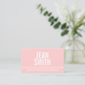 Simple Pink Bold Minimal Calling Card (Standing Front)