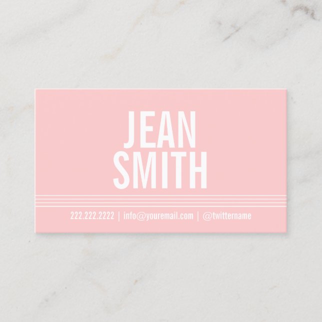 Simple Pink Bold Minimal Calling Card (Front)