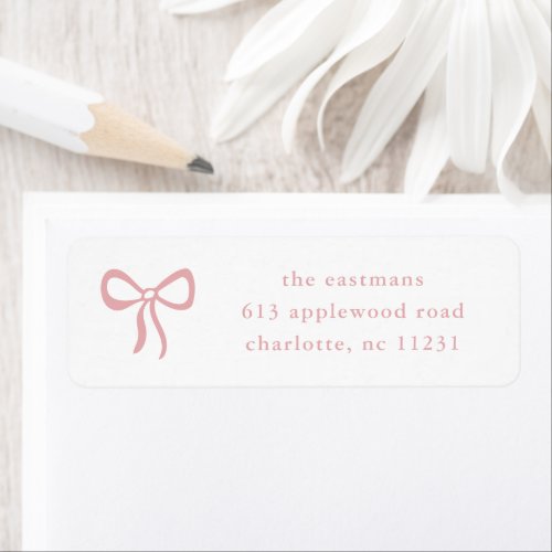 Simple Pink Bow Baby Return Address Label