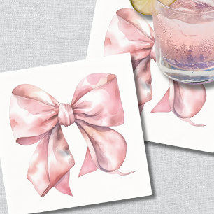 Simple Pink Bow Baby Shower Napkins