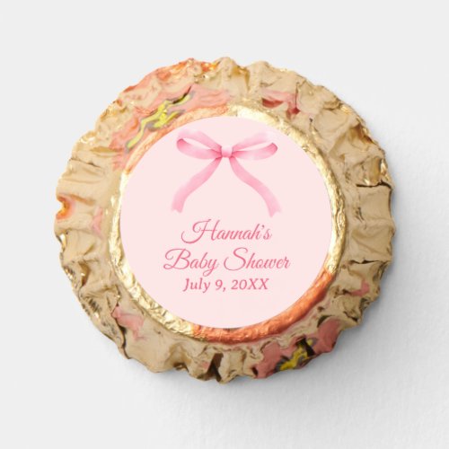 Simple Pink Bow Girly Baby Shower Reeses Peanut Butter Cups