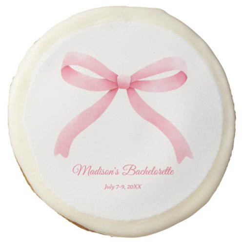 Simple Pink Bow Girly Bachelorette Party Favor Sugar Cookie