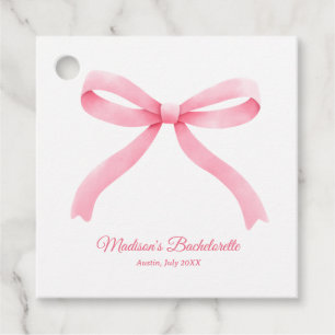 Simple Pink Bow Girly Bachelorette Party Favor Tags