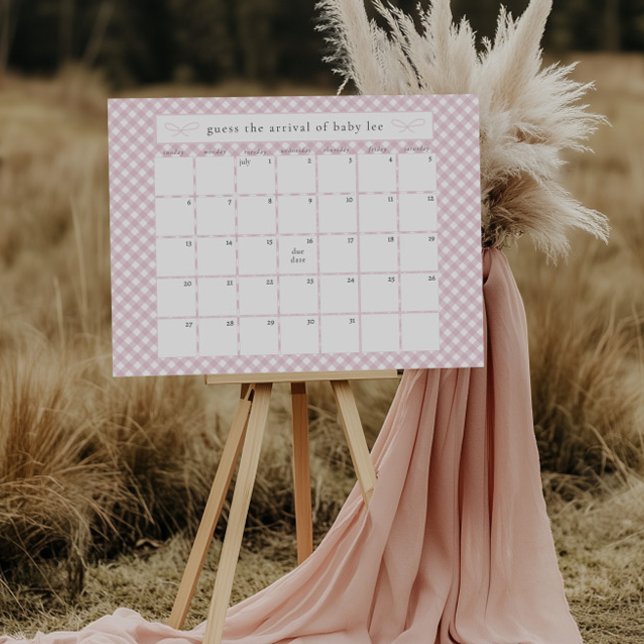 Simple Pink Bow Guess the Due Date Game Foam Board (Creator Uploaded)
