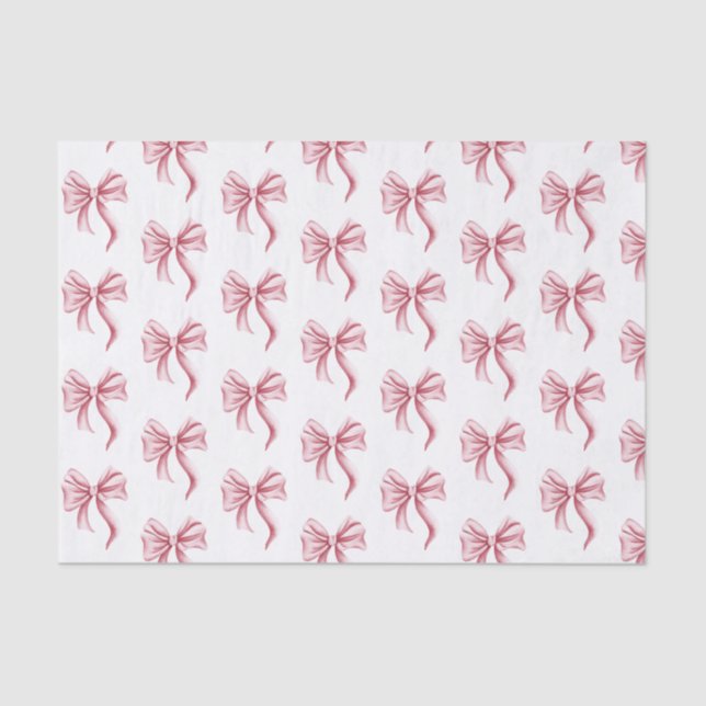 Simple Pink Bow Pattern Tissue Paper (Front)