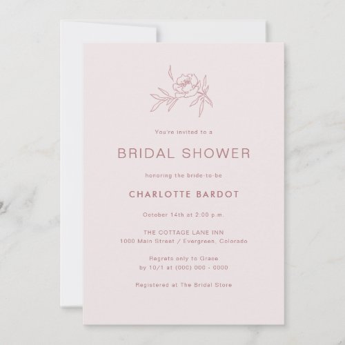 Simple Pink Bridal Shower Invitation