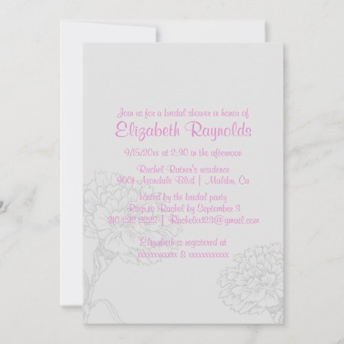 Simple Pink Bridal Shower Invitations