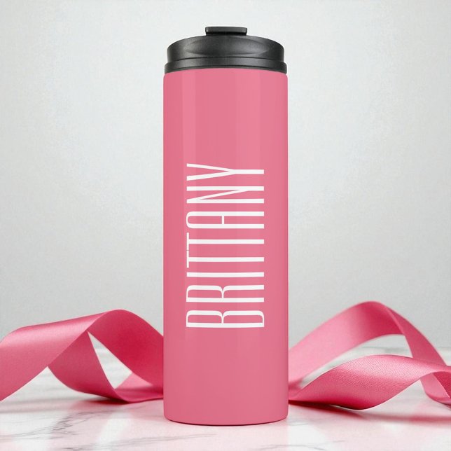 Simple Pink Bridesmaid Personalized Name Minimal Thermal Tumbler (Simple Pink Bridesmaid Personalized Name Minimal Thermal Tumbler)