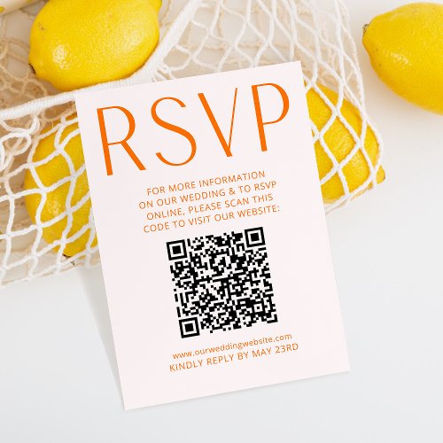 Simple Pink  Bright Orange RSVP Online QR code