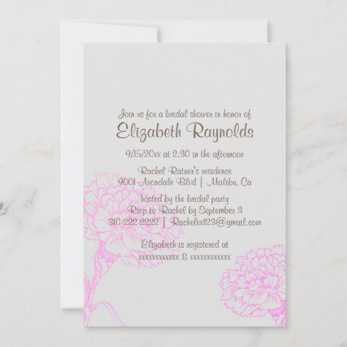 Simple Pink &amp; Brown Bridal Shower Invitations