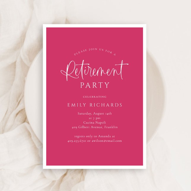 Simple Pink Calligraphy Script Retirement Party Invitation (Creator Uploaded)