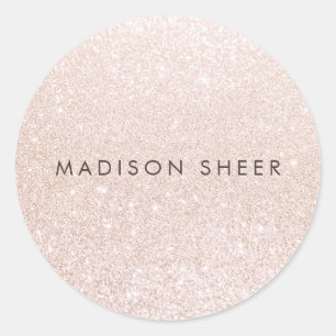 Simple Pink Champagne Glitter Classic Round Sticker
