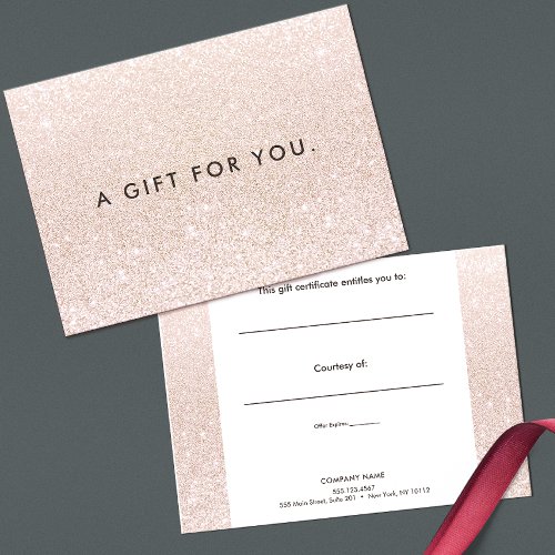 Simple Pink Champagne Glitter Gift Certificate