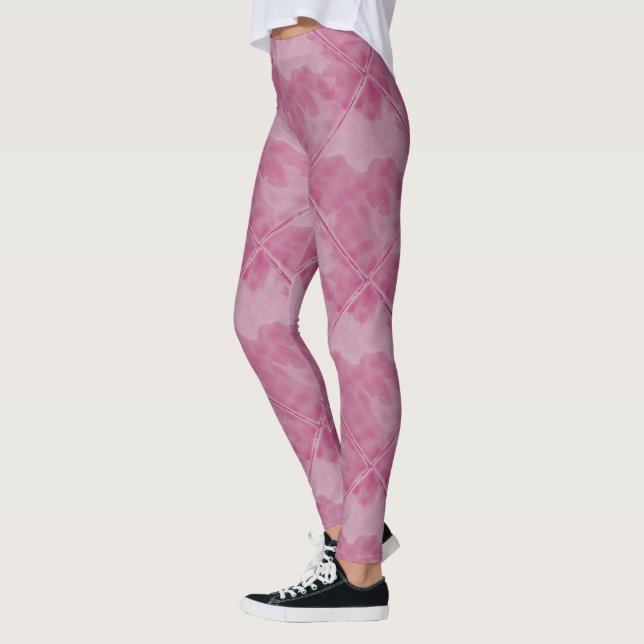 Simple Pink Checkered Ceramic Tiles Leggings (Left)