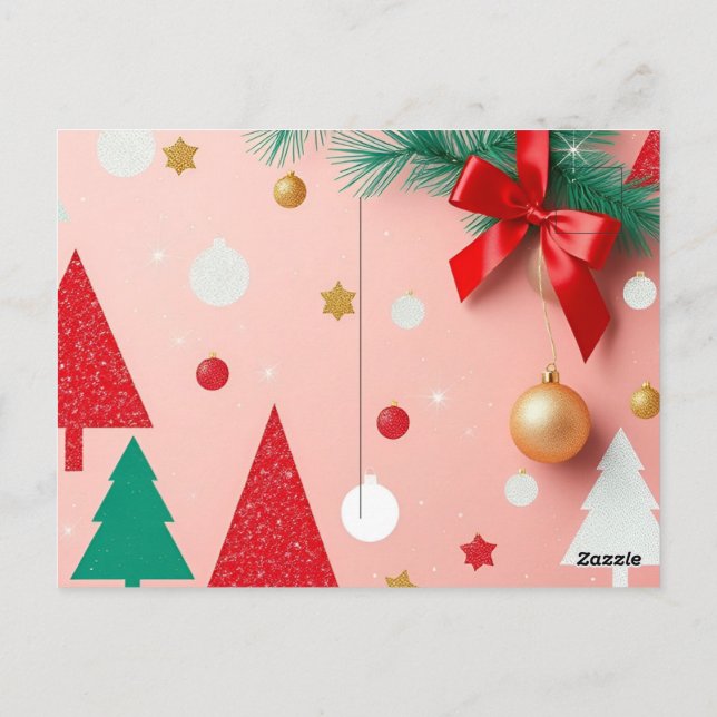 simple pink christmas favor boxes postcard (Back)