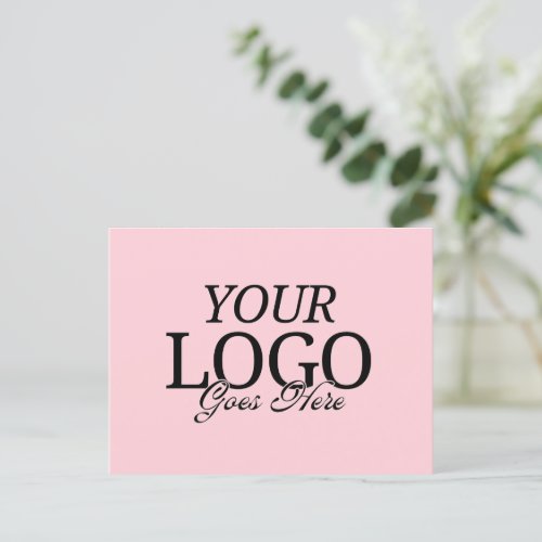 Simple Pink Company Logo With QR Code Business  Postcard