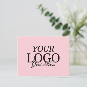 Simple Pink Company Logo With QR Code Business Postcard
