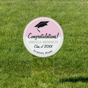 Simple Pink Congratulations Photo Graduation Sign