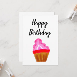 simple pink cupcake elegant happy birthday