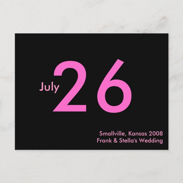 Simple Pink Customizable Save the Date Announcement Postcard (Front)