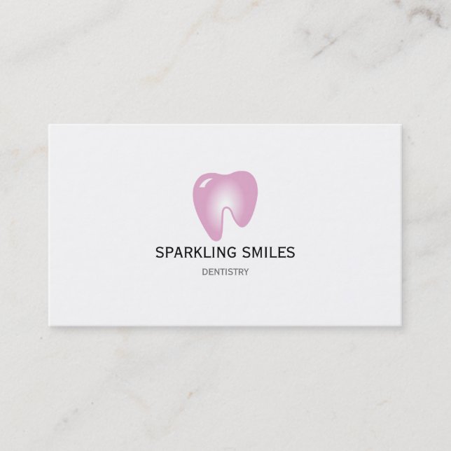 Simple Pink Dentist Business Card (Front)