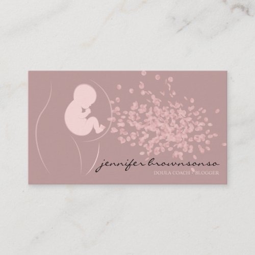 Simple Pink Doula Birth Coach Pregnant Business Card