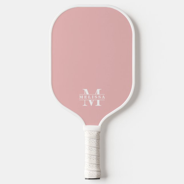 Simple Pink Elegant Monogram Pickleball Paddle (Front)