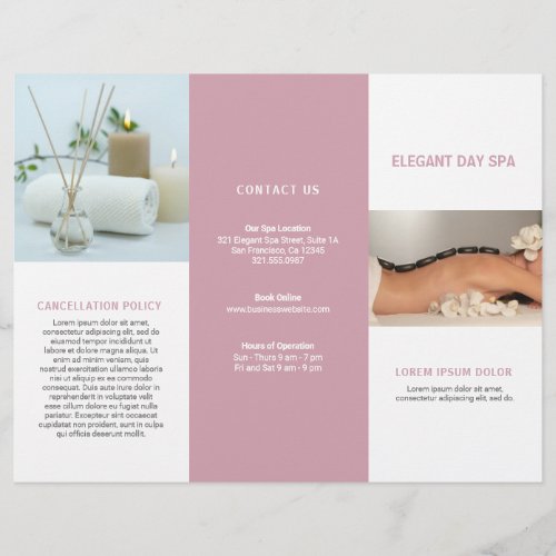 Simple Pink Elegant Spa Trifold Brochure