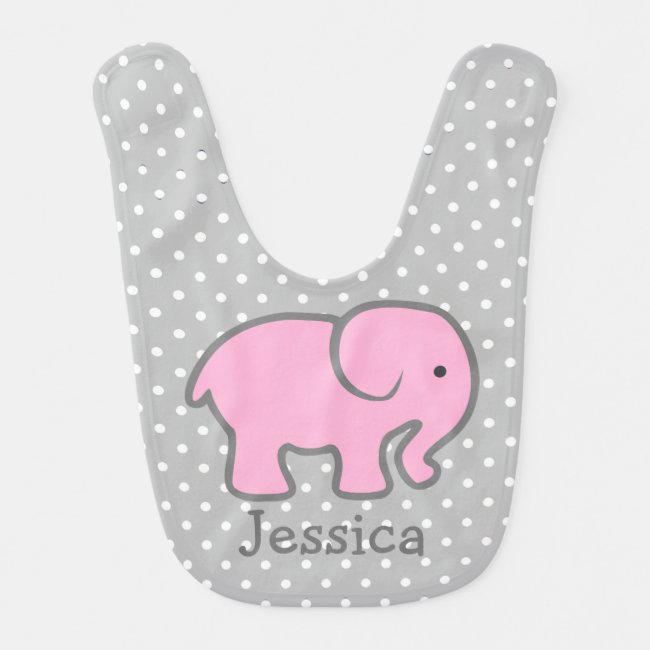 Simple Pink Elephant Polka Dot Baby Bib