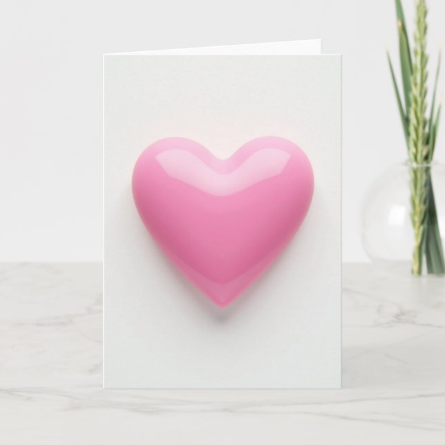 Simple Pink Enamel Heart Card (Front)