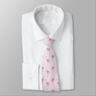 Simple Pink Flamingo Pattern Neck Tie