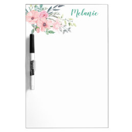 Simple Pink Floral and Botanicals Arrangement  Dry Erase Board