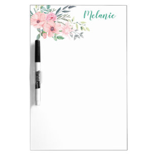 Simple Pink Floral and Botanicals Arrangement  Dry Erase Board