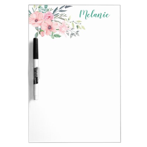 Simple Pink Floral and Botanicals Arrangement  Dry Erase Board