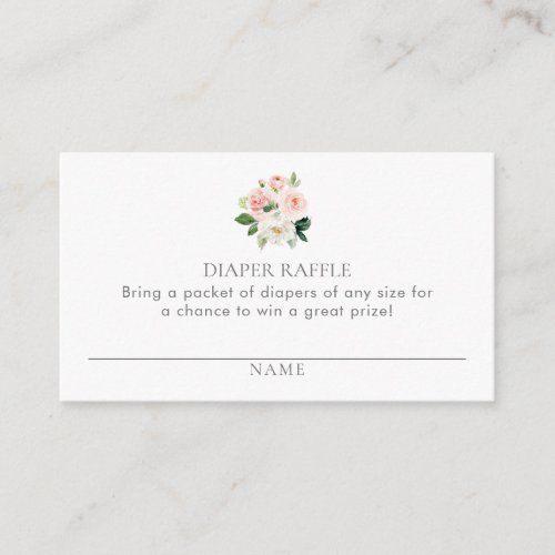 Simple Pink Floral Diaper Raffle Ticket  Enclosure