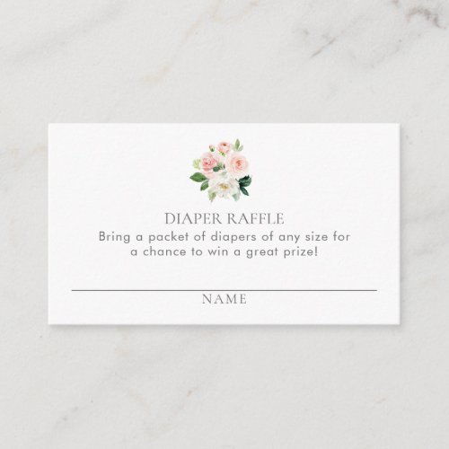 Simple Pink Floral Diaper Raffle Ticket  Enclosure Card