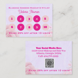 Simple Pink Floral Esthetician Business QR Code Loyalty Card