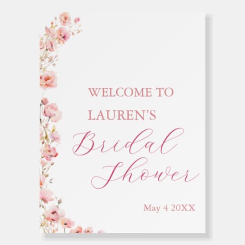 Simple Pink Flower Garden Bridal Shower Foam Board